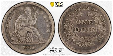 1838 10C Partial Drapery N1