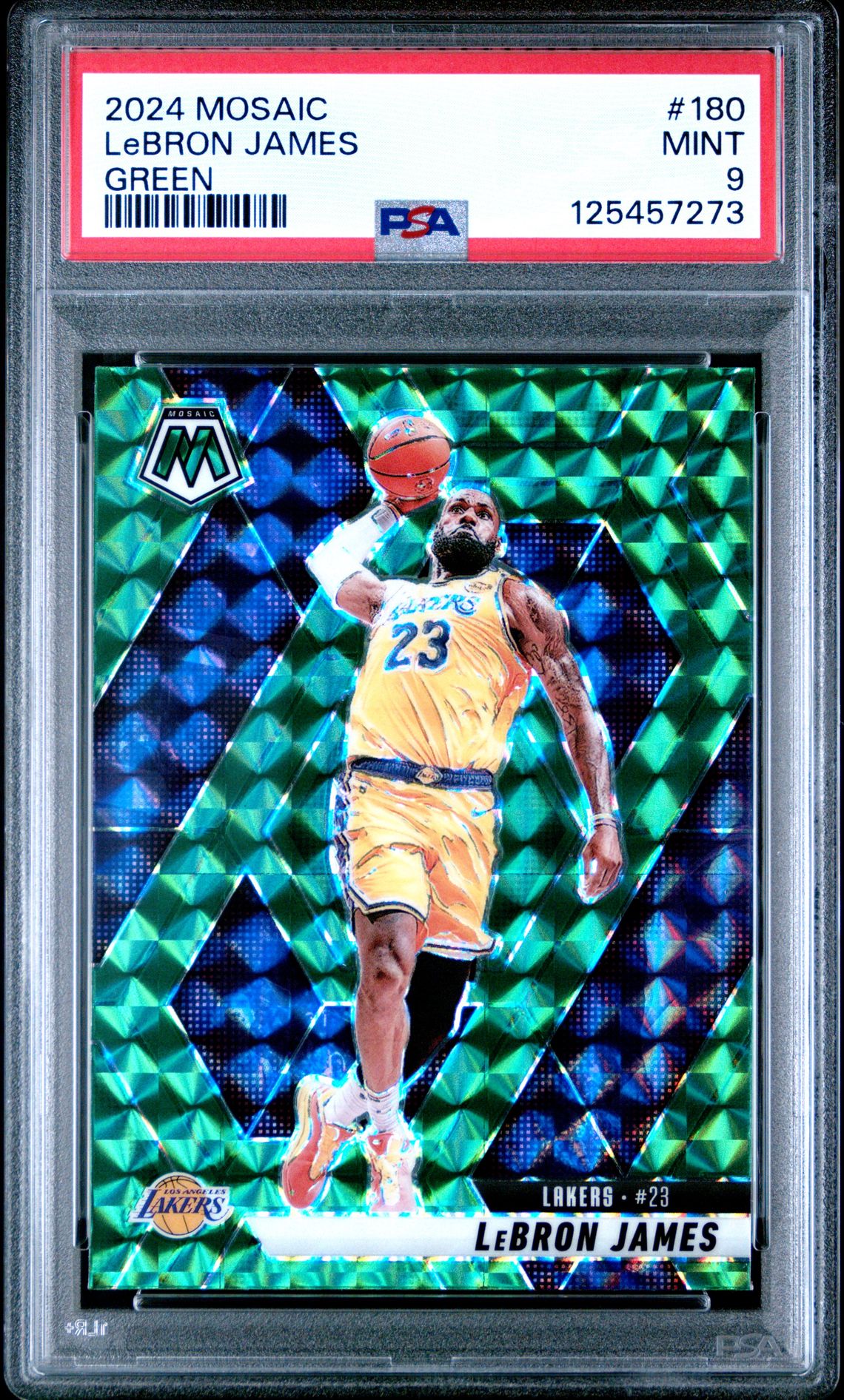 2024 Panini Mosaic Lebron James #180 (Green) Mint 9 front