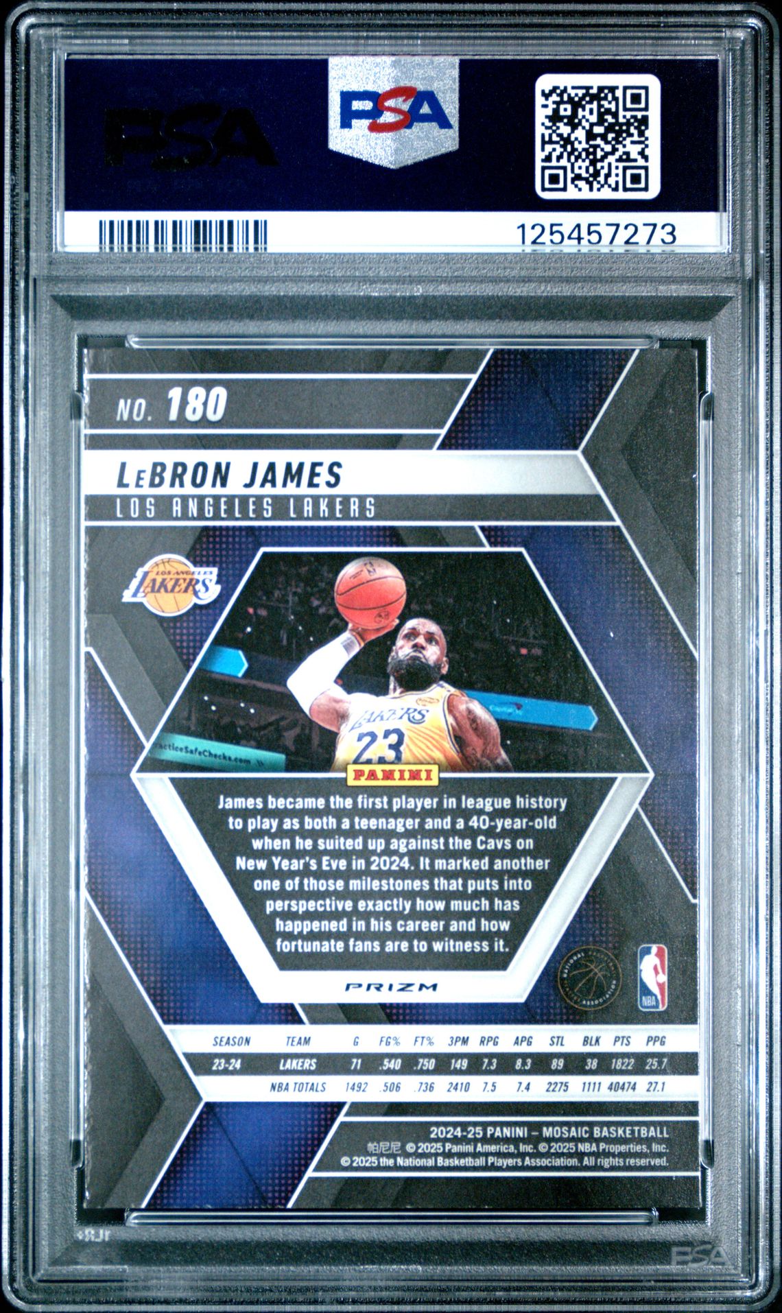 2024 Panini Mosaic Lebron James #180 (Green) Mint 9 back