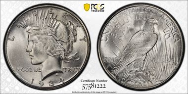 1934-S $1 MS64+ 