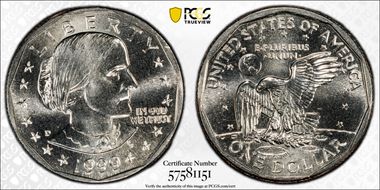 1999-D SBA$1 MS68+