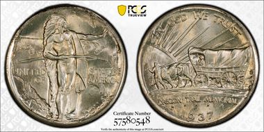 1937-D 50C Oregon MS67+ 