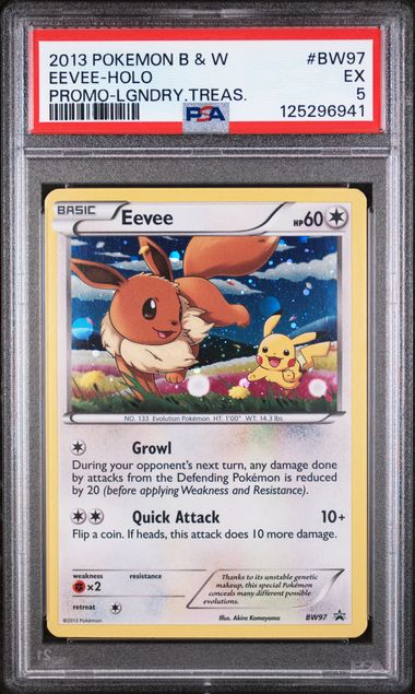 2013 POKEMON BLACK & WHITE PROMO #BW97 EEVEE-HOLO PROMO-LGNDRY.TREAS. (PSA 5) (PSA 5) – 125296941