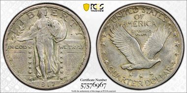 1917-D 25C Type 2 AU58