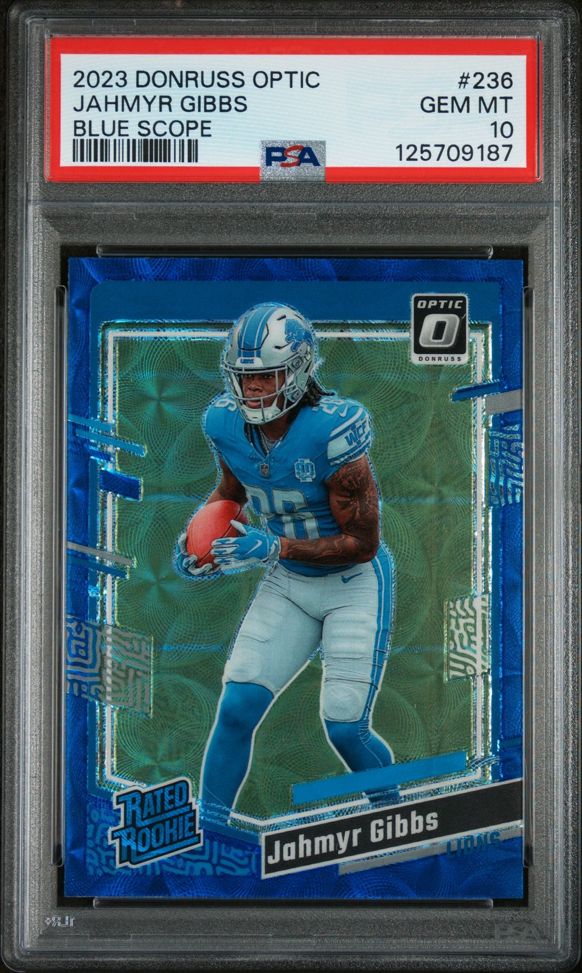 2023 Panini PANINI DONRUSS OPTIC BLUE SCOPE #236 Jahmyr Gibbs front