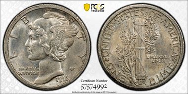 1916-S 10C Mercury MS62