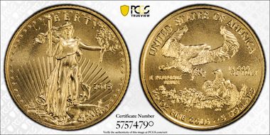 2015 $5 Gold Eagle Stephanie Sabin MS70