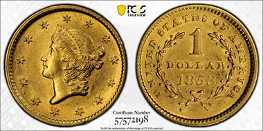 1853 G$1 AU58