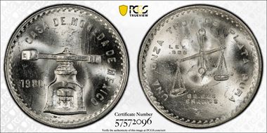 1980/79-Mo Onza KM-M49b.5 Ag MS63