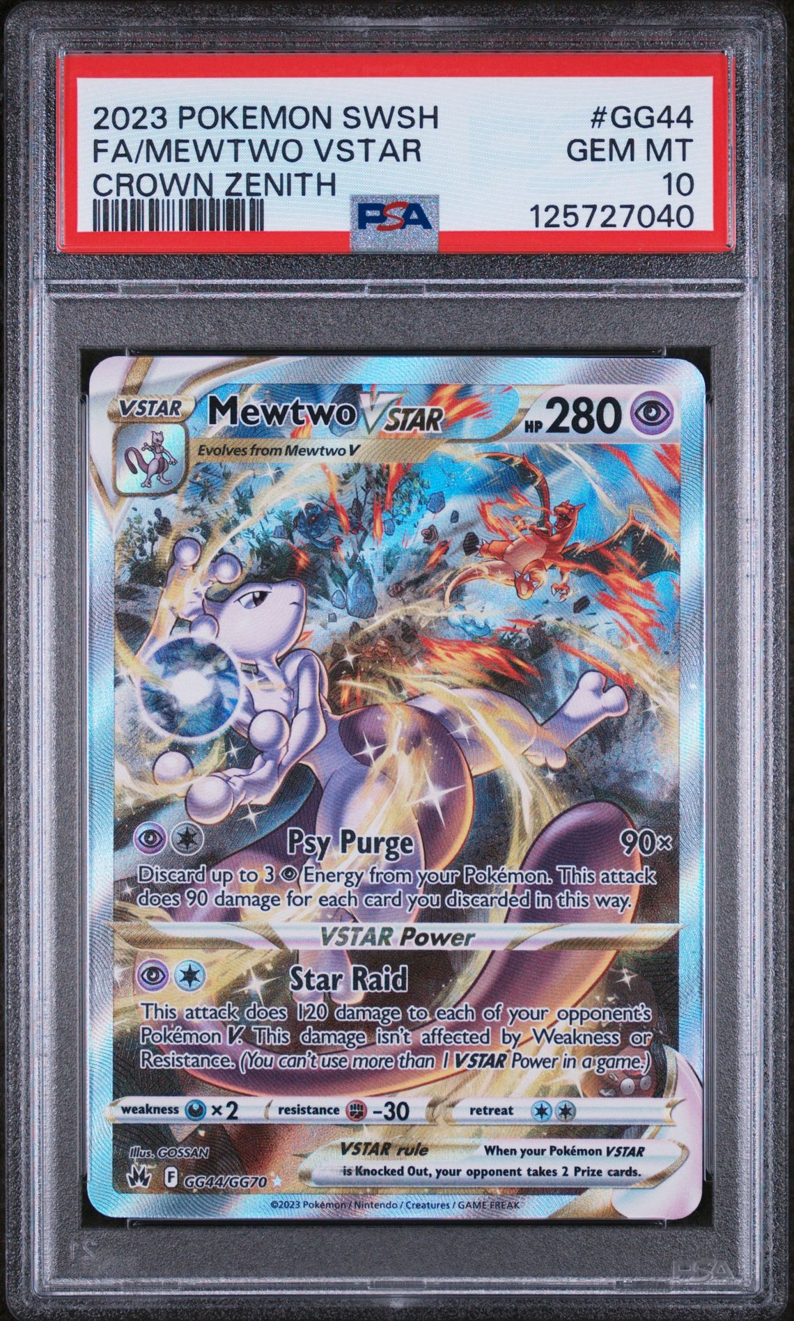 2023 Pokemon Sword And Shield Crown Zenith Fa/Mewtwo Vstar #Gg44 (Crown Zenith) Gem Mt 10 front