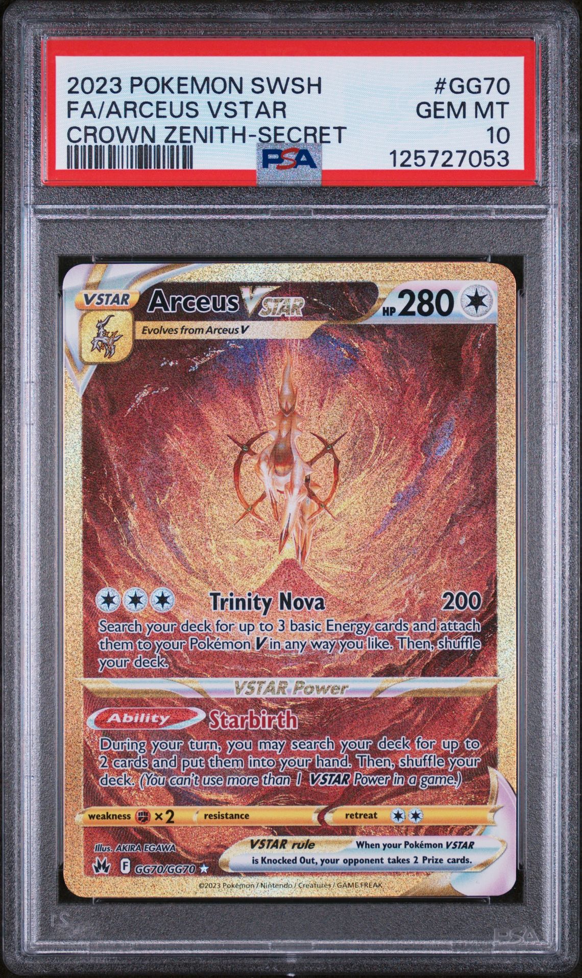 2023 Pokemon Sword And Shield Crown Zenith Fa/Arceus Vstar #Gg70 (Crown Zenith-Secret) Gem Mt 10 front