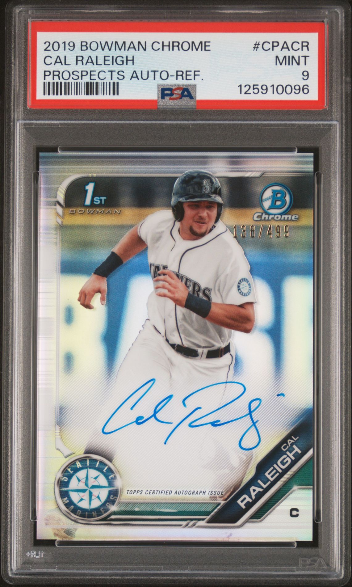 2019 Bowman BOWMAN CHROME PROSPECTS AUTOGRAPHS REF. #CPACR Cal Raleigh front