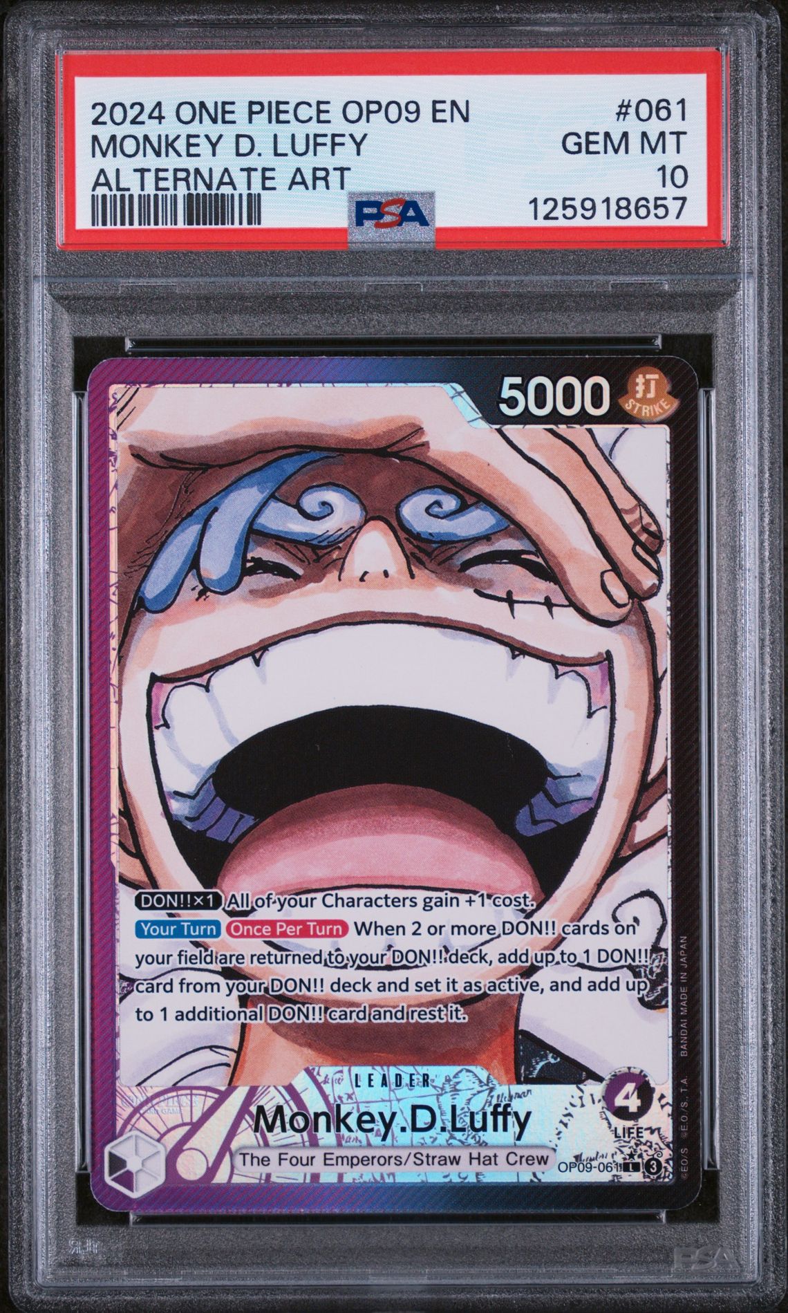 2024 One Piece ONE PIECE OP09-EMPERORS IN THE NEW WORLD ALTERNATE ART #061 Monkey D. Luffy front