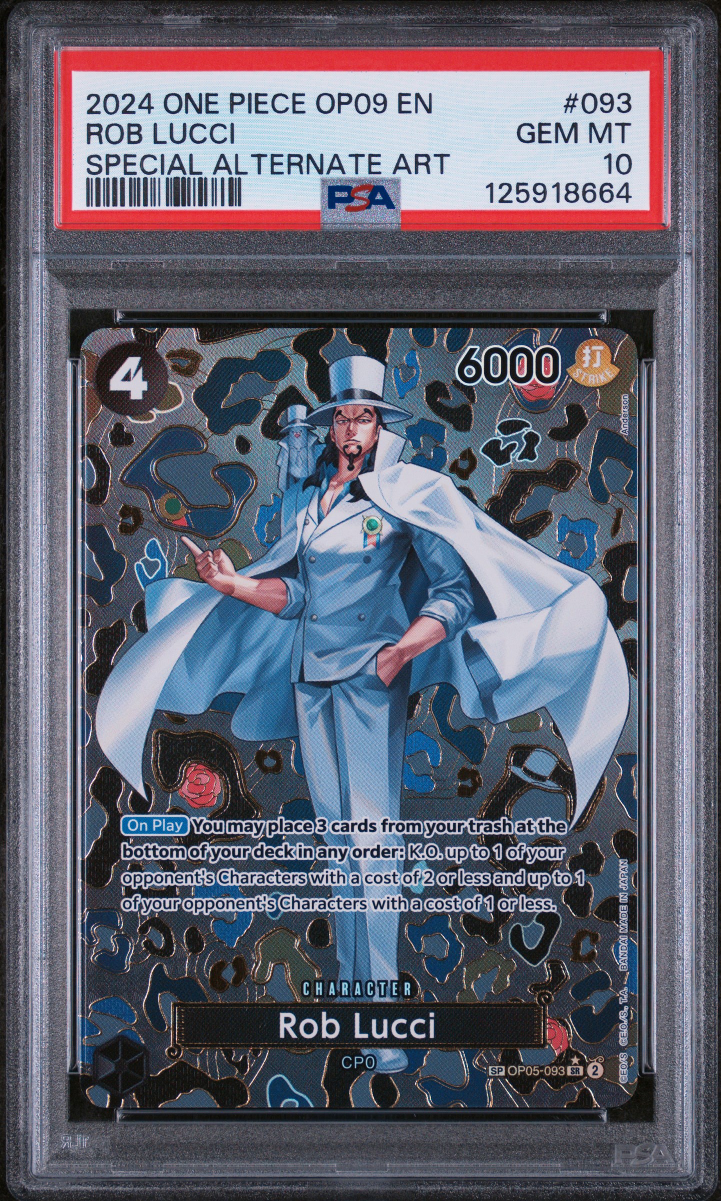 2024 #093 Rob Lucci PSA 10 One Piece OP09-Emperors in the New World