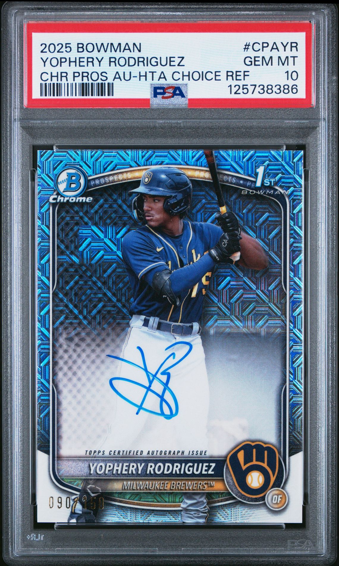 2025 Bowman Bowman Chrome CHR PROS AU-HTA CHOICE REF #CPAYR Yophery Rodriguez front
