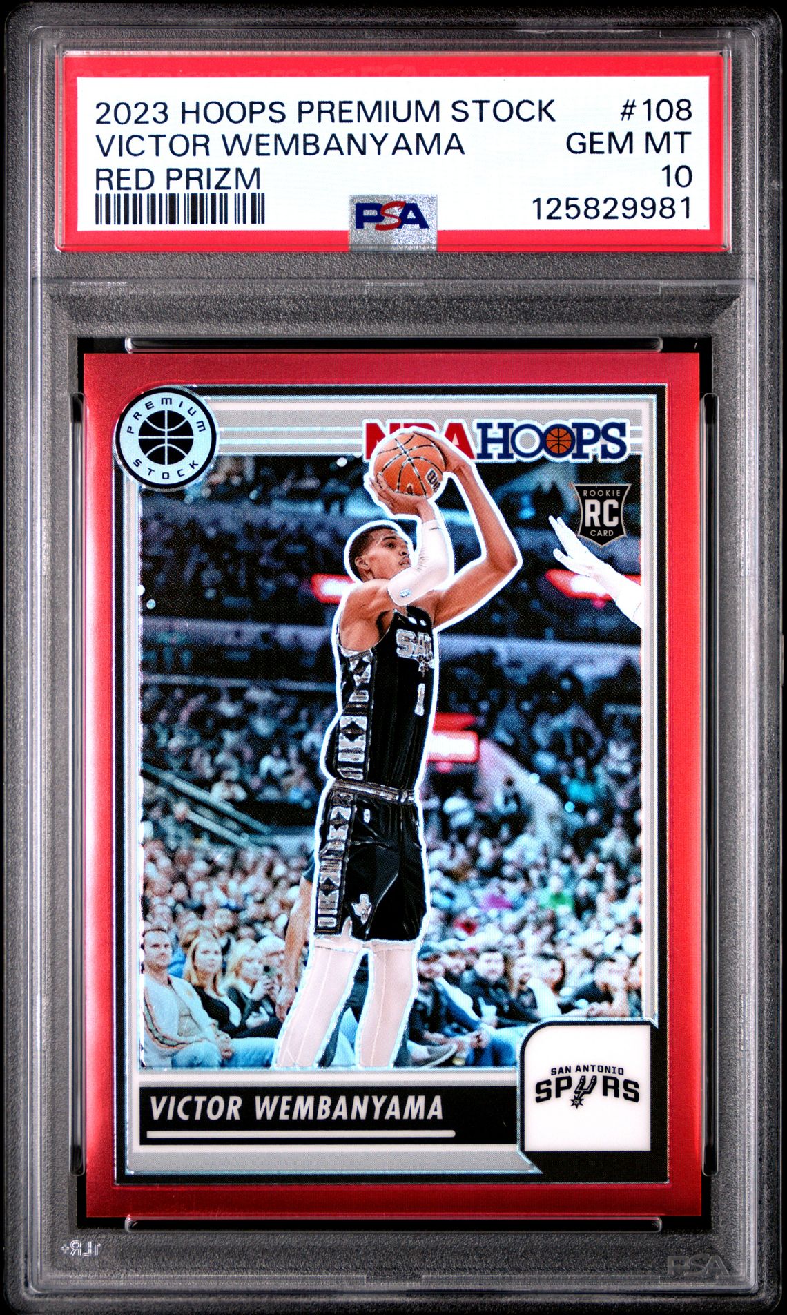 2023 Panini PANINI HOOPS PREMIUM STOCK RED PRIZM #108 Victor Wembanyama front