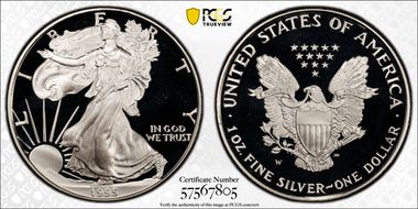 1995-W $1 Silver Eagle 10th Anniversary Set PR69DCAM