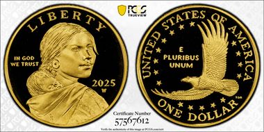 2025-W SAC$1 25th Anniversary .9999 Au First Strike PR70DCAM