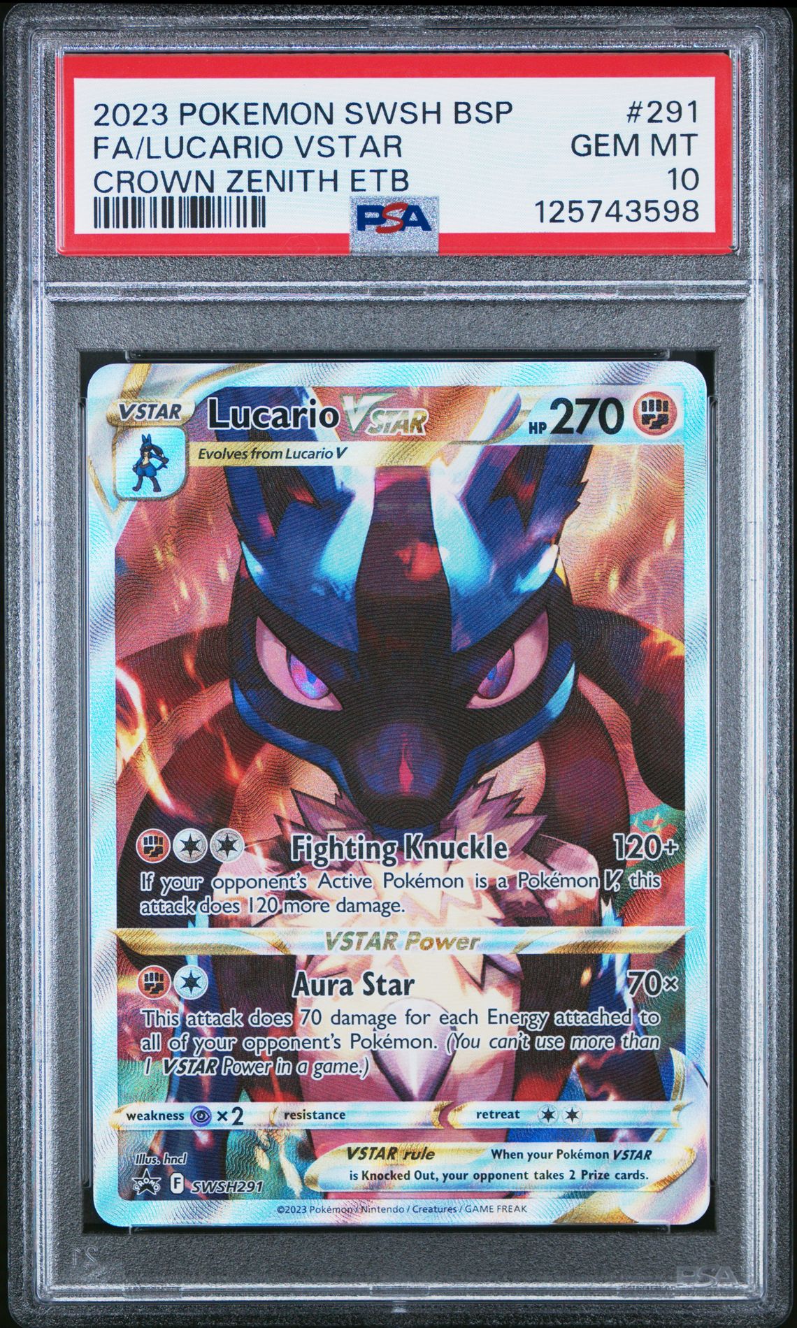 2023 Pokemon POKEMON SWSH BLACK STAR PROMO CROWN ZENITH ETB #291 Fa/Lucario Vstar front