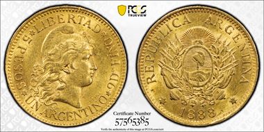 1888 Argent KM-31  Au AU58