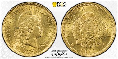 1896 Argent KM-31  Au AU58