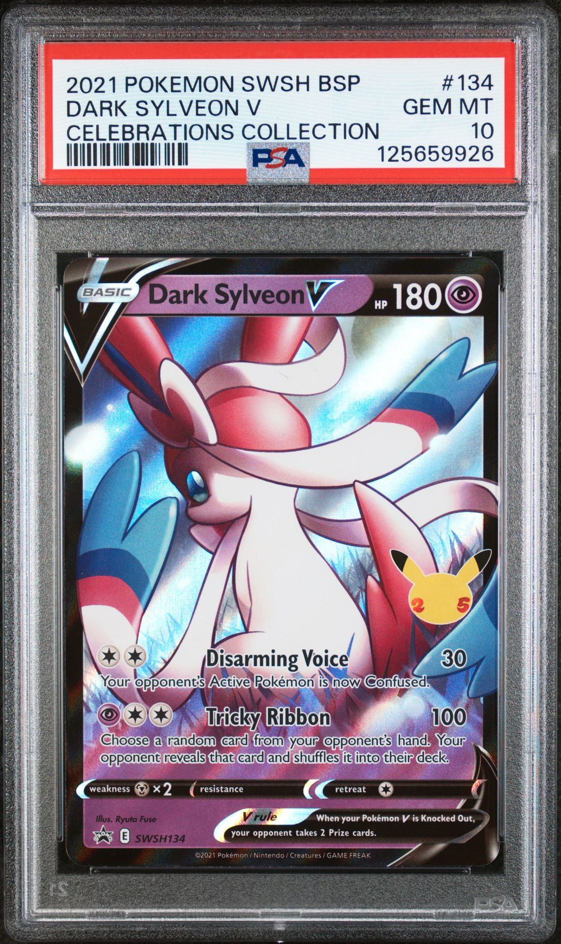 2021 Pokemon POKEMON SWSH BLACK STAR PROMO CELEBRATIONS COLLECTION #134 Dark Sylveon V front