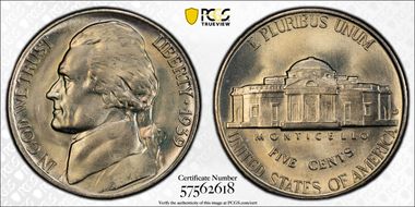 1939-D 5C Reverse of 1940 MS67