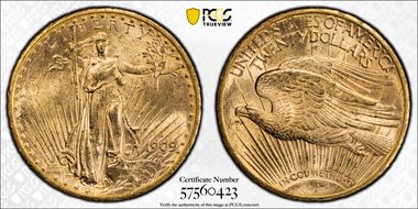 1909-S $20 MS62