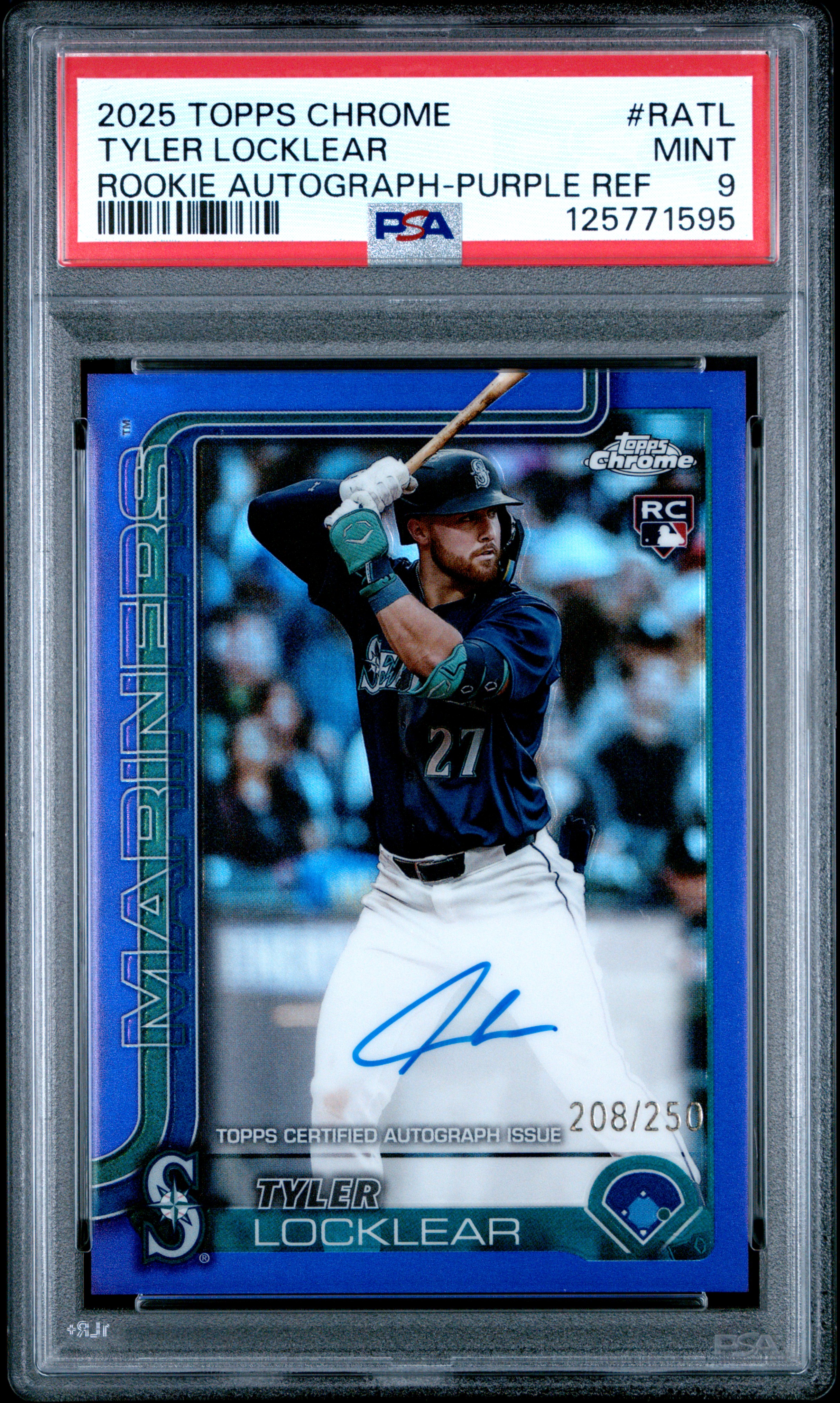 2025 #RATL Tyler Locklear PSA 9 Topps Chrome Rookie Autographs