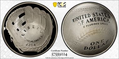 2014-P $1 Baseball Hall of Fame PR69DCAM