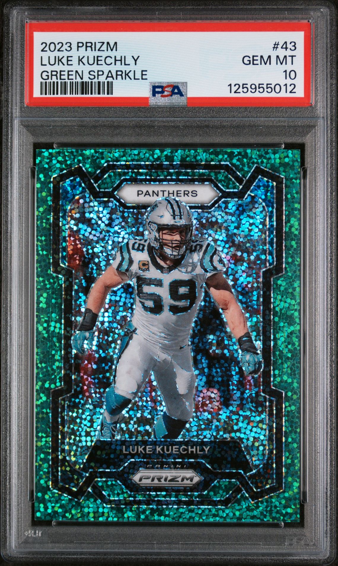 2023 Panini PANINI PRIZM GREEN SPARKLE #43 Luke Kuechly front