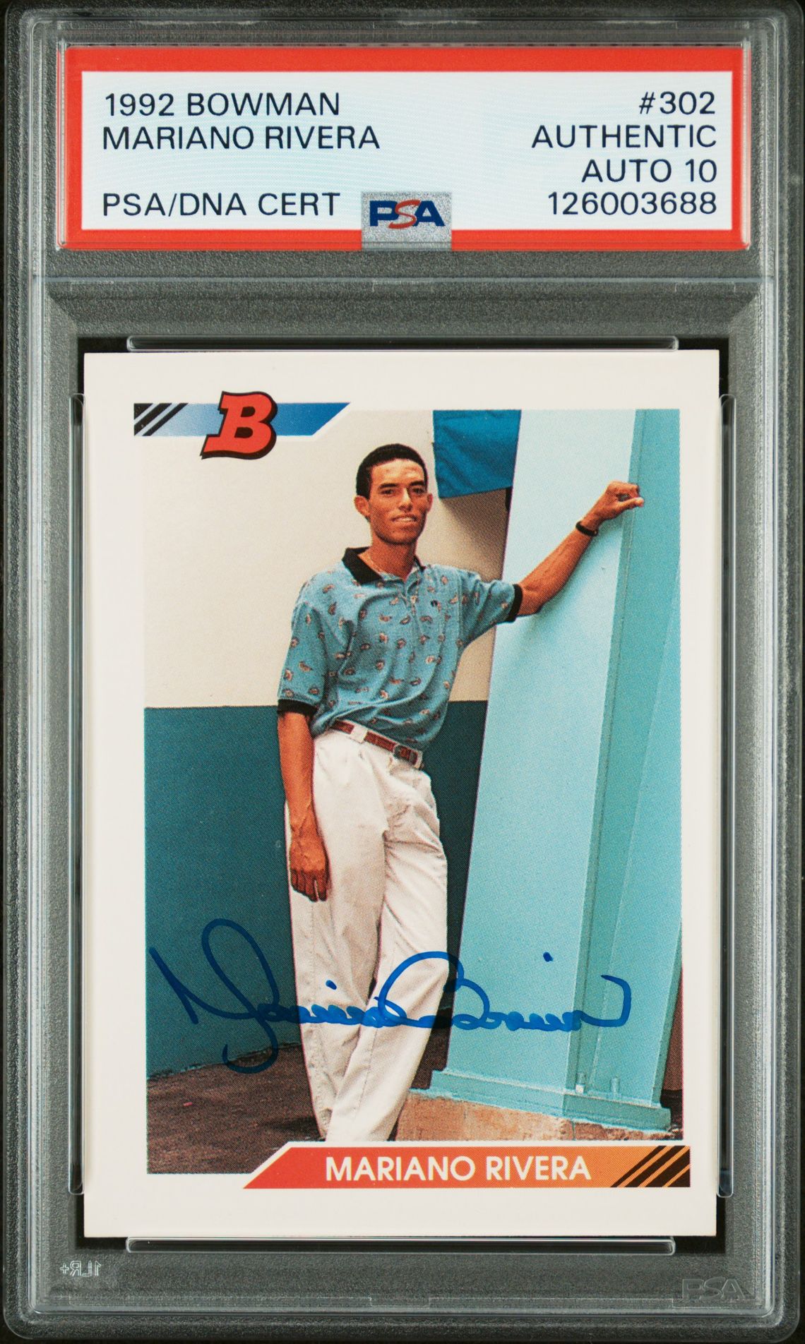1992 Bowman Mariano Rivera #302 N0: Authentic front