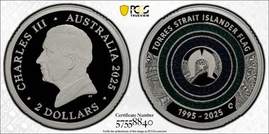 2025-C $2 Torres Strait Islander Flag Colorized  Ag PR70DCAM