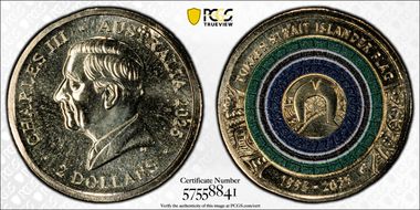 2025-C $2 Torres Strait Islander Flag Colorized  AlBr MS69