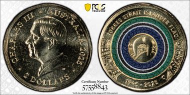 2025-C $2 Torres Strait Islander Flag Colorized  AlBr MS69