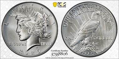 2025 $1 Peace Dollar First Strike MS70