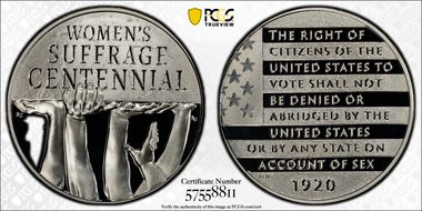 2020-P $1 Women’s Suffrage Centennial PR69DCAM