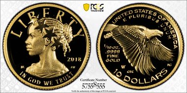 2018-W $10 American Liberty High Relief PR70DCAM