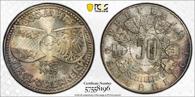 1963 50 Sch Tirol 600th Anniversary KM-2894  Ag MS66