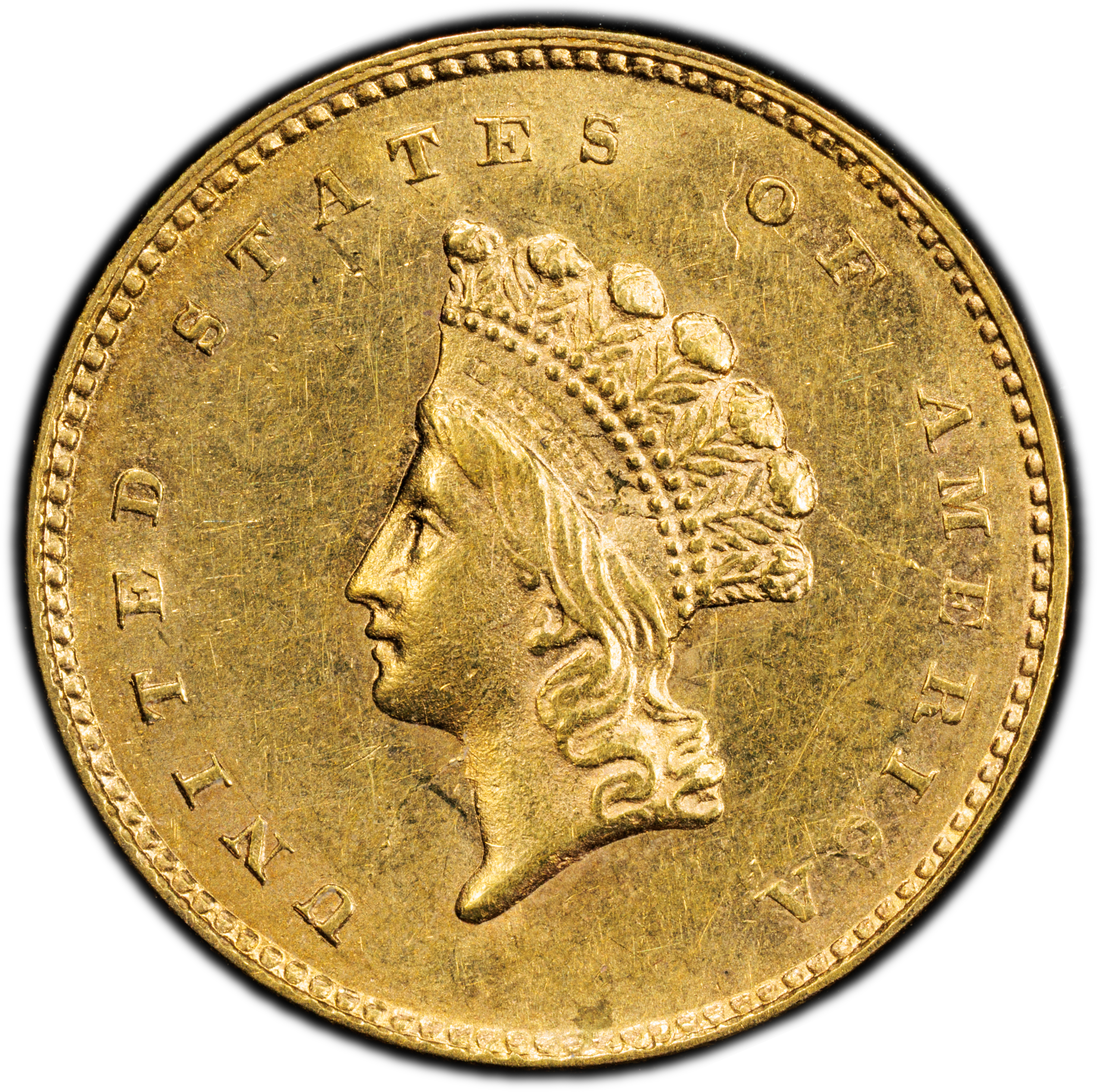 1856-S/S G$1 Type 2, Repunched Mintmark, FS-501 MS