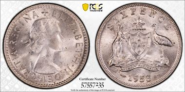 1953(m) 6D KM-52  Ag MS65