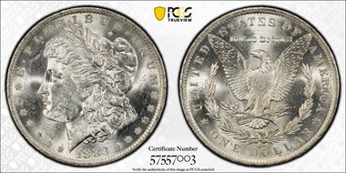 1883-O $1 MS62