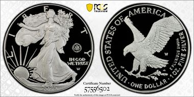 2025-W $1 Silver Eagle w/ U.S. Army Privy 250th Anniversary First Strike PR70DCAM