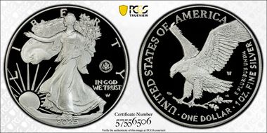 2025-W $1 Silver Eagle w/ U.S. Army Privy 250th Anniversary First Strike PR70DCAM
