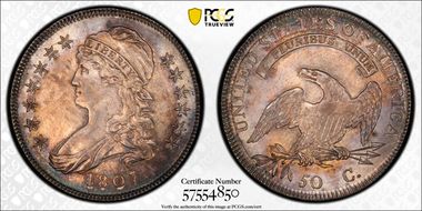 1807 50C Capped Bust, Small Stars MS63