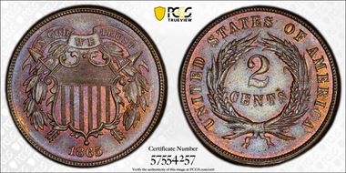 1865 2C Fancy 5 MS66BN