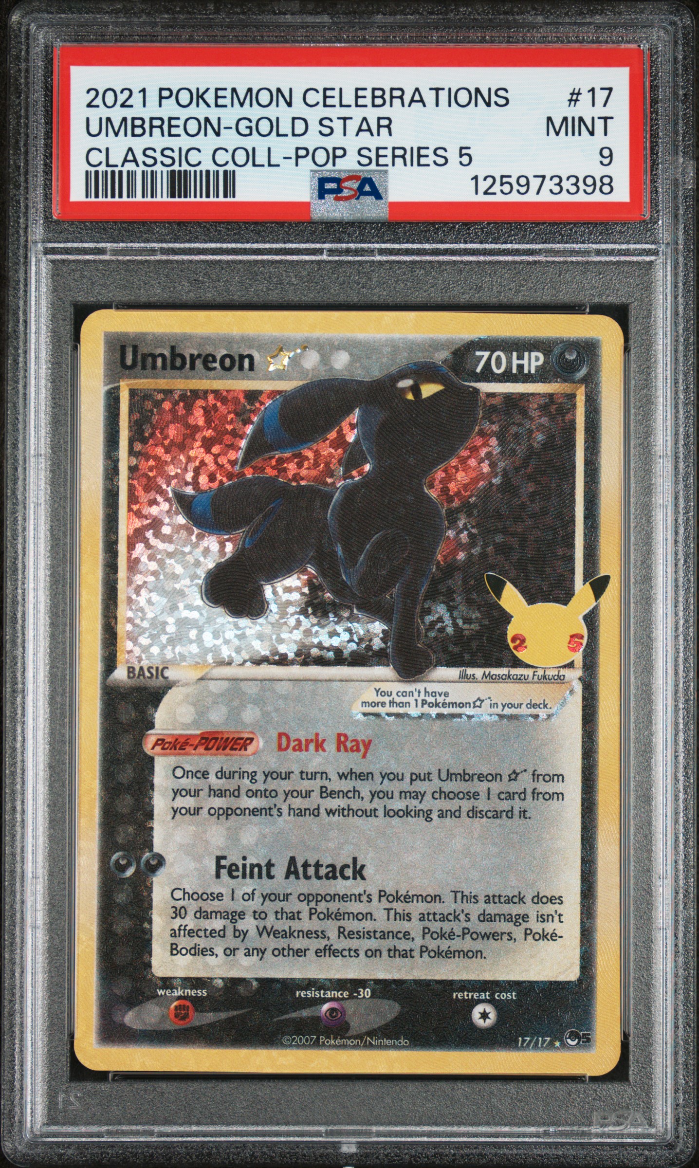 2021 #17 Umbreon-Gold Star PSA 9 Celebrations Classic Collection