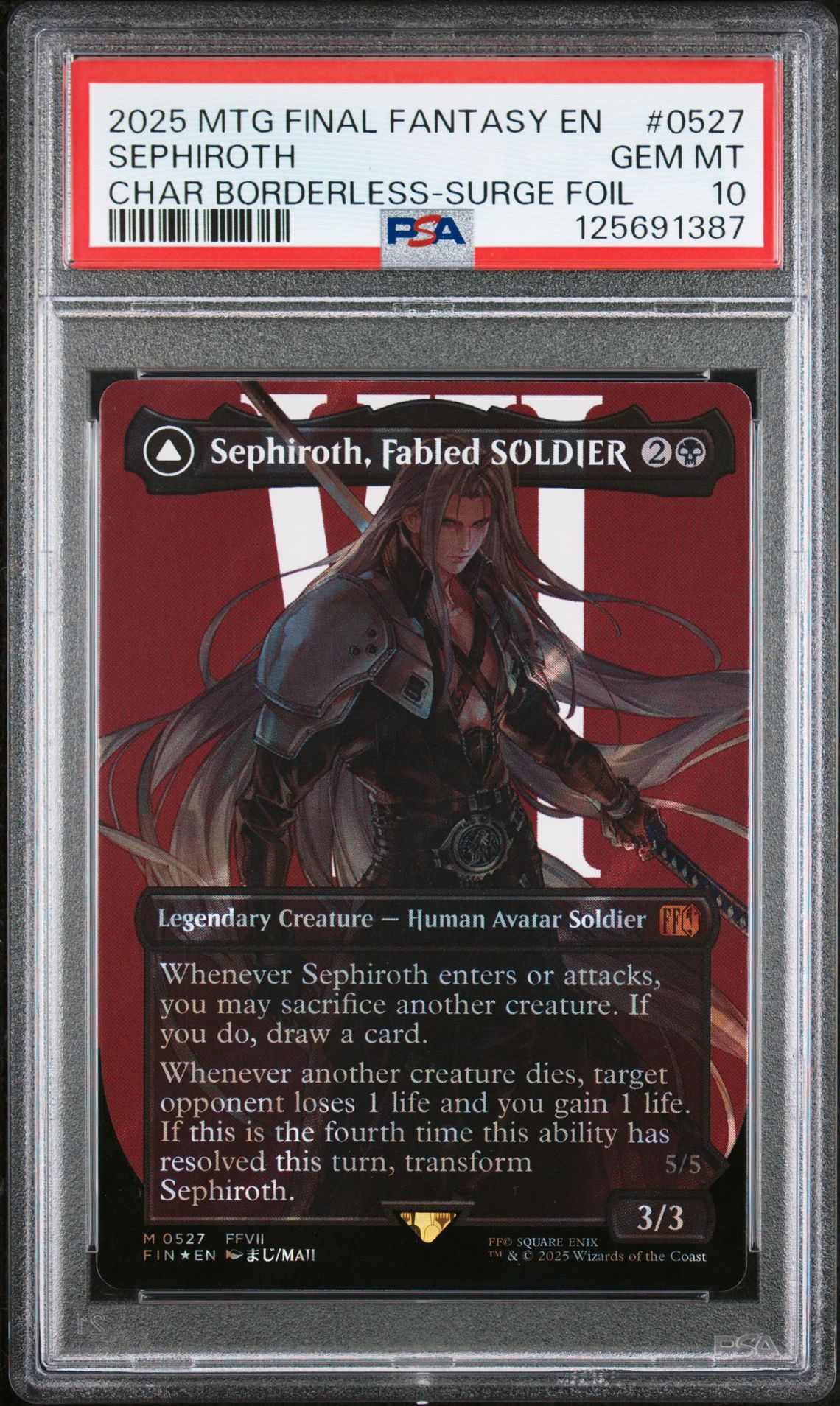 2025 MTG MAGIC THE GATHERING FINAL FANTASY CHAR BORDERLESS-SURGE FOIL #0527 Sephiroth front