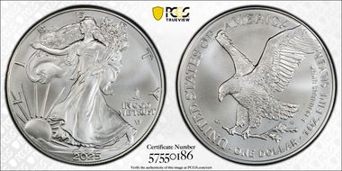2025-(P) $1 Silver Eagle with Eagle Privy Struck at Philadelphia MS68