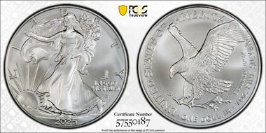 2025-(P) $1 Silver Eagle with Eagle Privy Struck at Philadelphia MS69